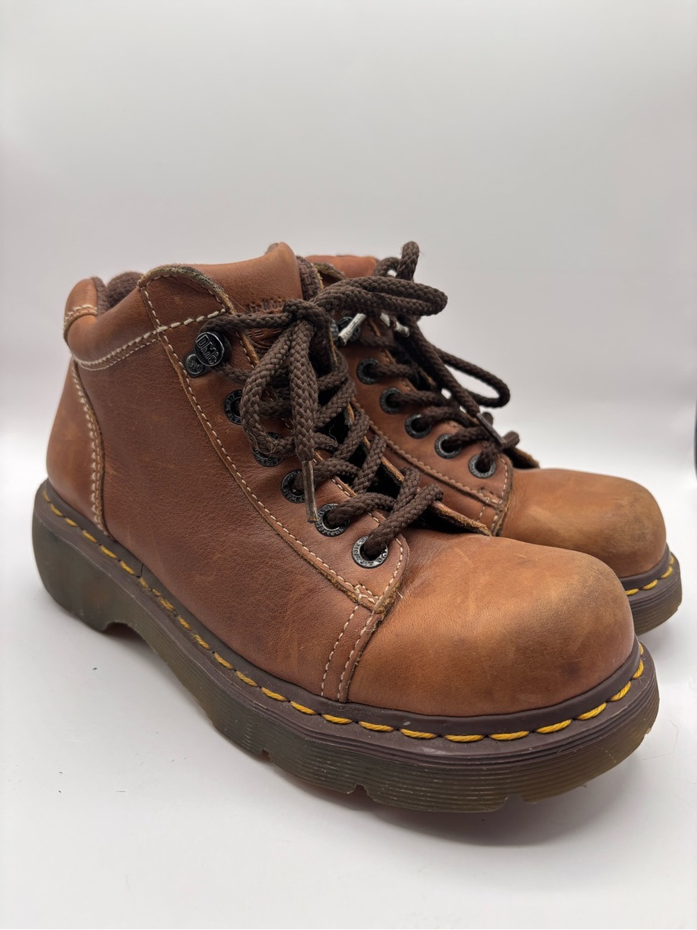 Vintage Dr. Martens 8542 Chunky Platform Leather Boots Womens Sz 8 Brown 90s Y2K